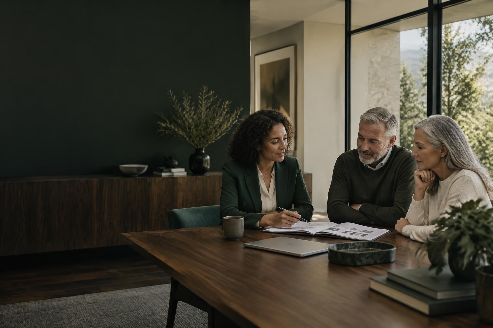 Financial advisor in conversation with a couple about their long-term plan